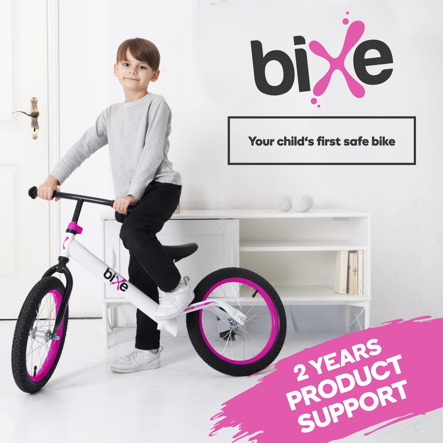 Bixe Vélo d'Équilibre en Aluminium pour Enfants - Draisienne 16 Pouces Velo sans Pedale Entraînement Sportif - Vélo Enfants de 5 6 7 8 et 9 Ans Draisienne sans Frein - Rose