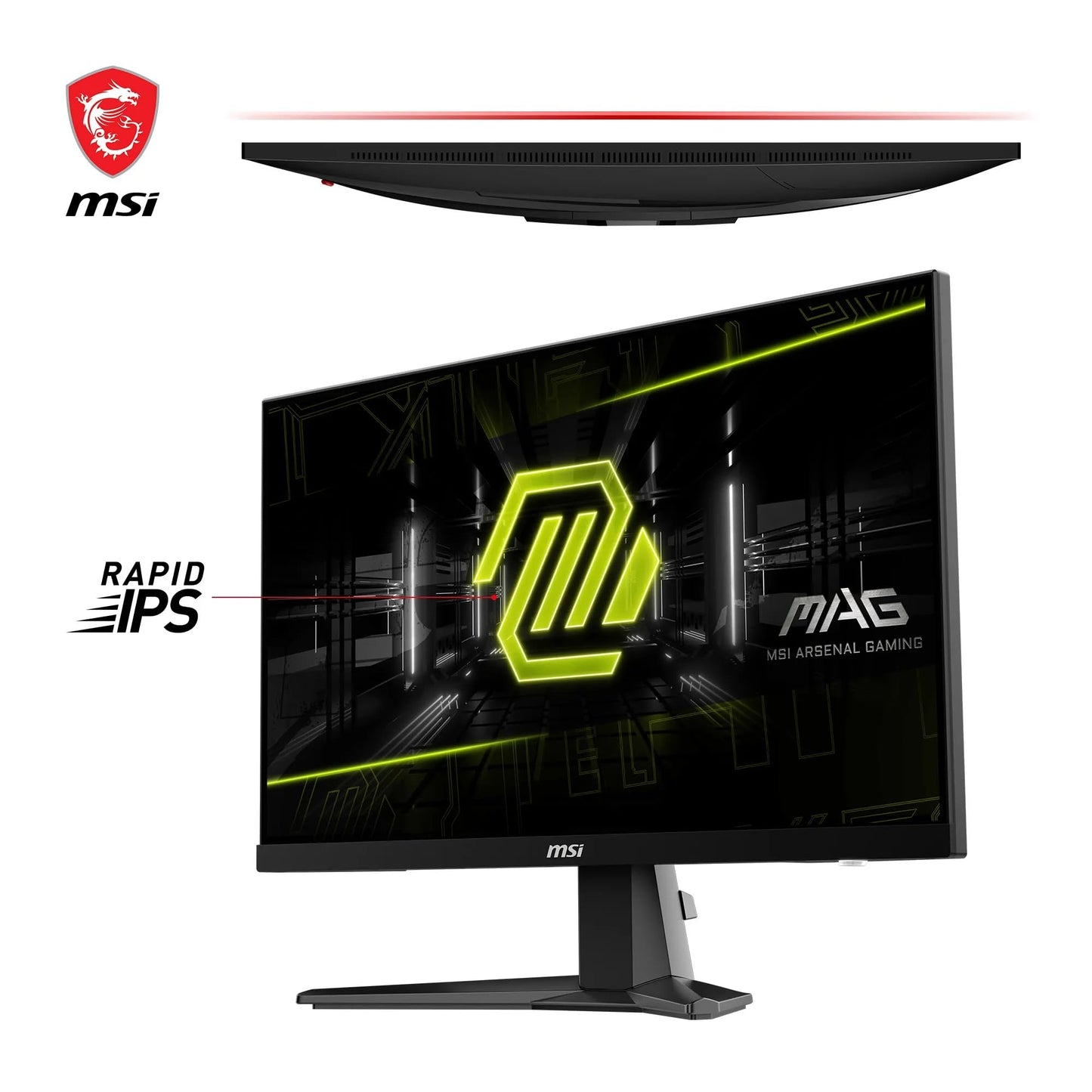 MSI MAG 256F Écran Gaming 24,5 Pouces FHD - Dalle Rapid IPS 1920 x 1080, 180 Hz / 1ms GtG, gamut sRGB 127%, Design sans Cadre, HDR Ready - DisplayPort 1.2a,HDMI™ CEC