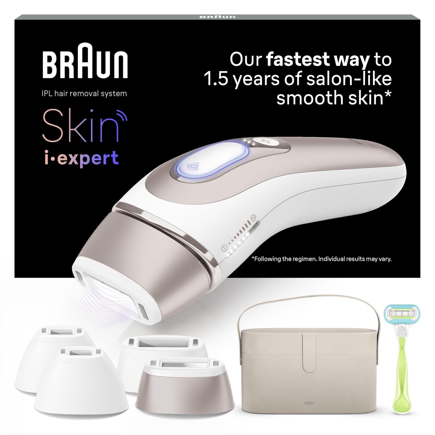 Braun Skin i·expert, Épilateur À Lumière Pulsée Intelligent, Épilation À Domicile, Alternative Au Laser, Avec Application, Vanity, Rasoir Venus, 4 Têtes Intelligentes, 1,5 an De Peau Douce, PL7387