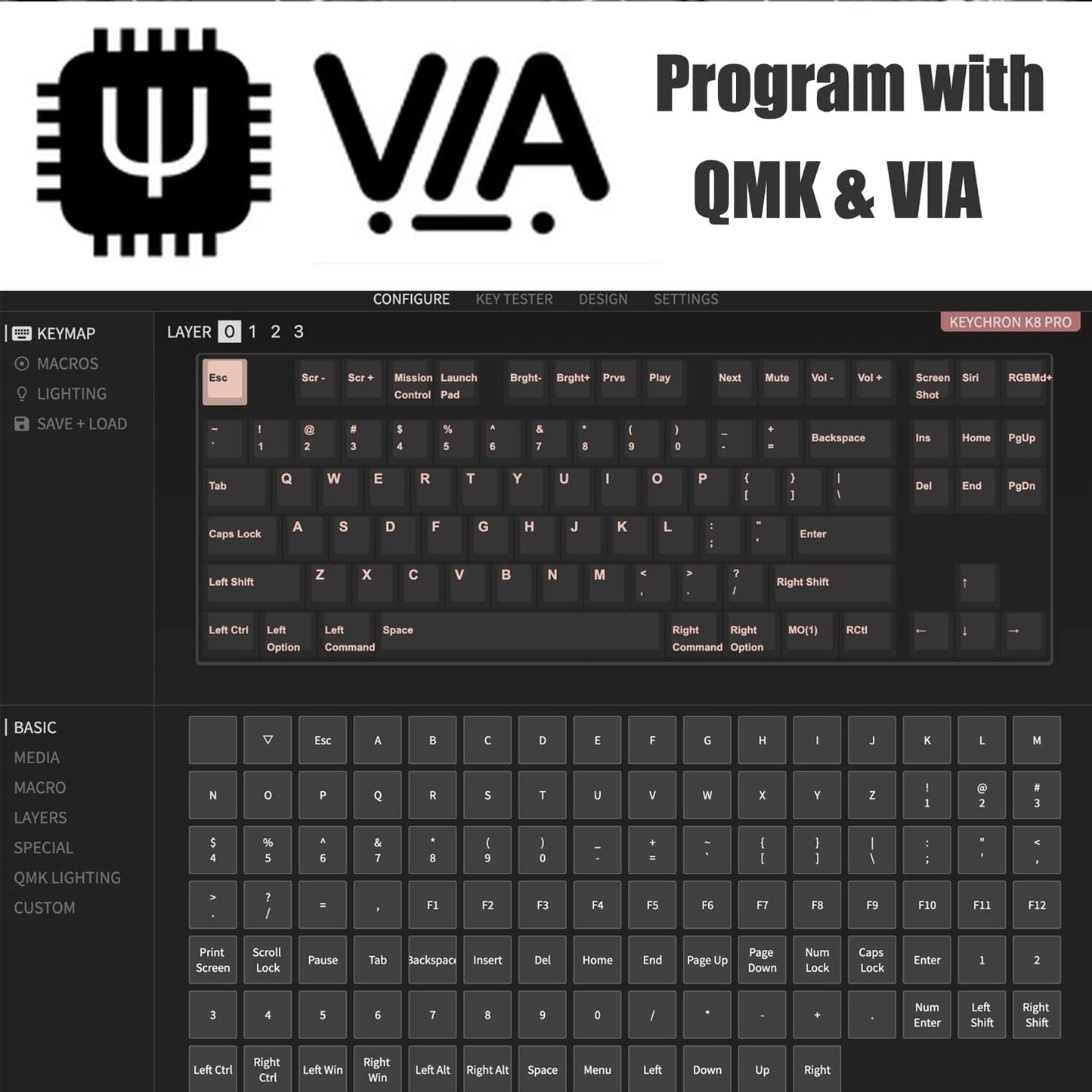 Keychron K8 Pro QMK/Via Clavier mécanique sans Fil, remplaçant à Chaud TKL Clavier Programmable personnalisé avec RGB rétroéclairé, Gateron G Pro Red Switch pour Mac Windows Linux