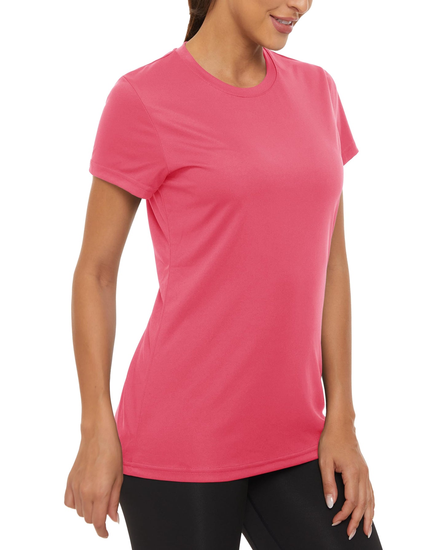 MAGCOMSEN T-shirt léger d'été pour femme - Manches courtes - UV - Séchage rapide - Indice de protection UPF 50+ - Couleur unie - Pour le jogging, la randonnée, Rose, L