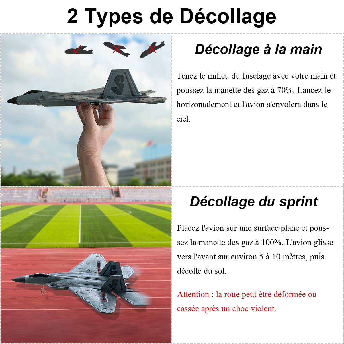 HAWK'S WORK 2 CH Avion télécommandé F22，Prêt à Piloter 2.4GHzAvion télécommandé，Convient aux Enfants et aux débutants，Planeur Volant télécommandé