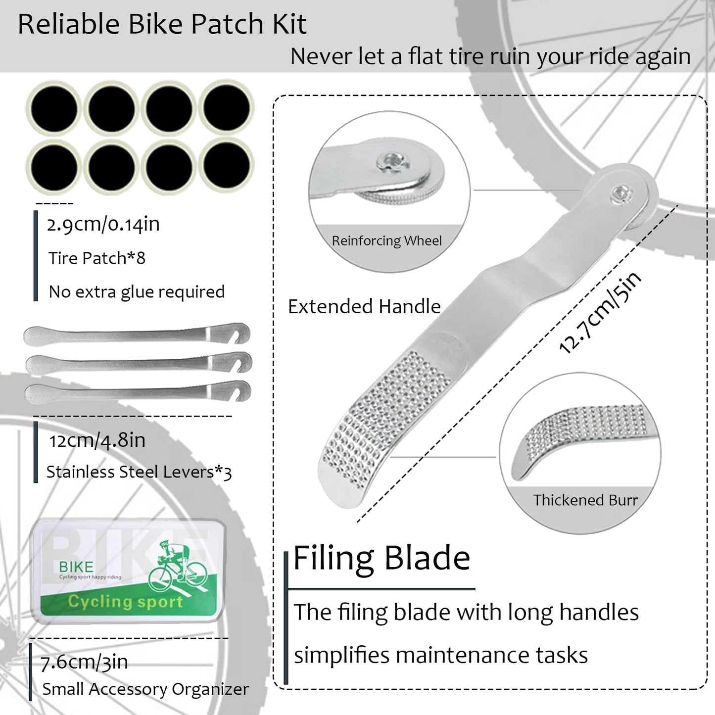 DERERSTE Kit d'outils de réparation de vélo & Pompe à Pneu de vélo, Home Bike Tool Portable Patches Fixes, gonfleur, Entretien pour Le Camping Travel Essentials Tool Bag (Rouge)