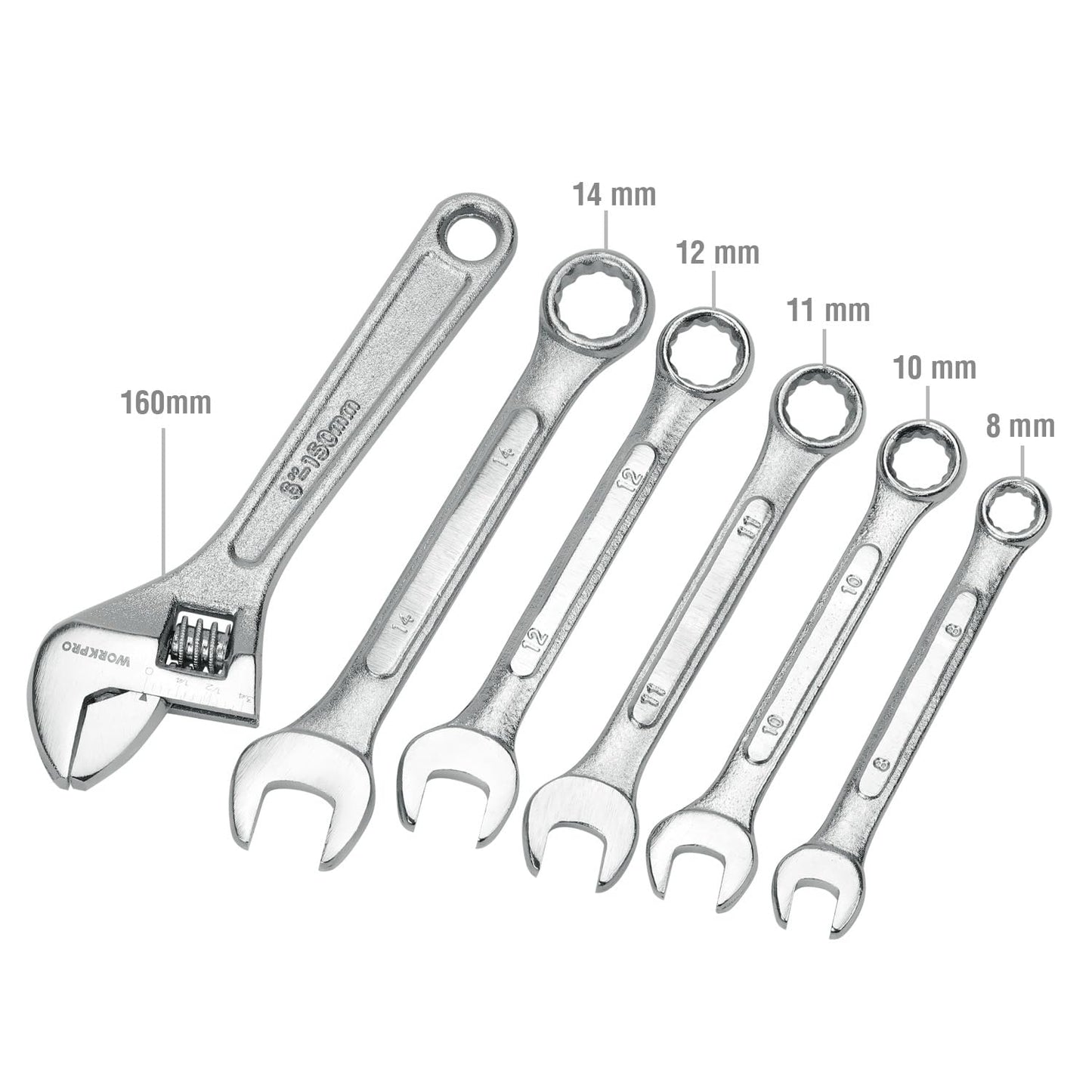 WORKPRO Kit d'Outils pour la Maison 160 Pièces, Mallette à Outils Portable avec Boîte de Rangement, Tournevis, Pinces, Clés, Marteau, Couteau, Poignée à Cliquet, Idéal pour Bricolage, Entretien