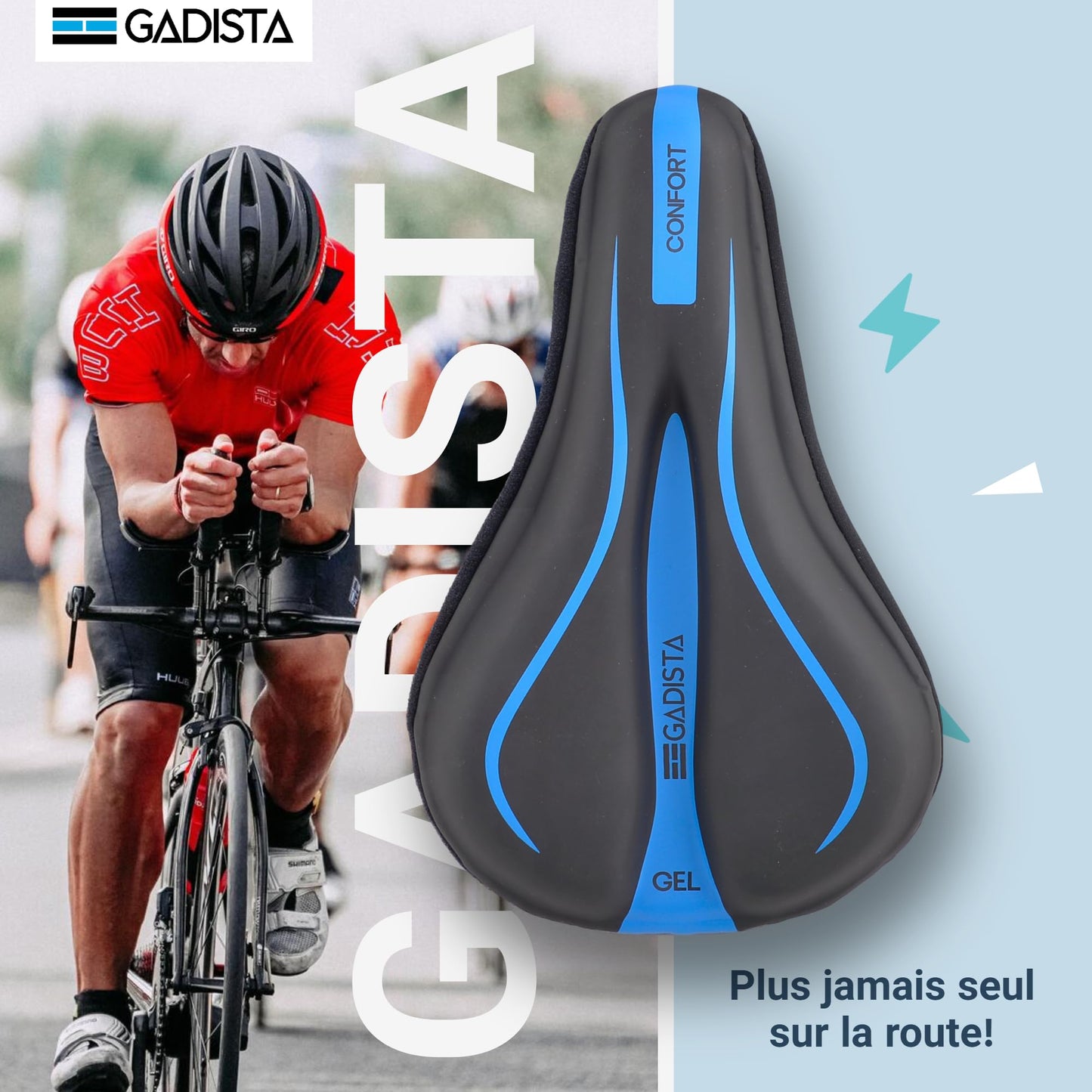 GADISTA France - Housse de Selle de Vélo en Gel, Couvre Selle Velo Ultra Confortable pour VTT, Vélo de Route, E-Bike, et Vélo Spinning - Hommes et Femmes