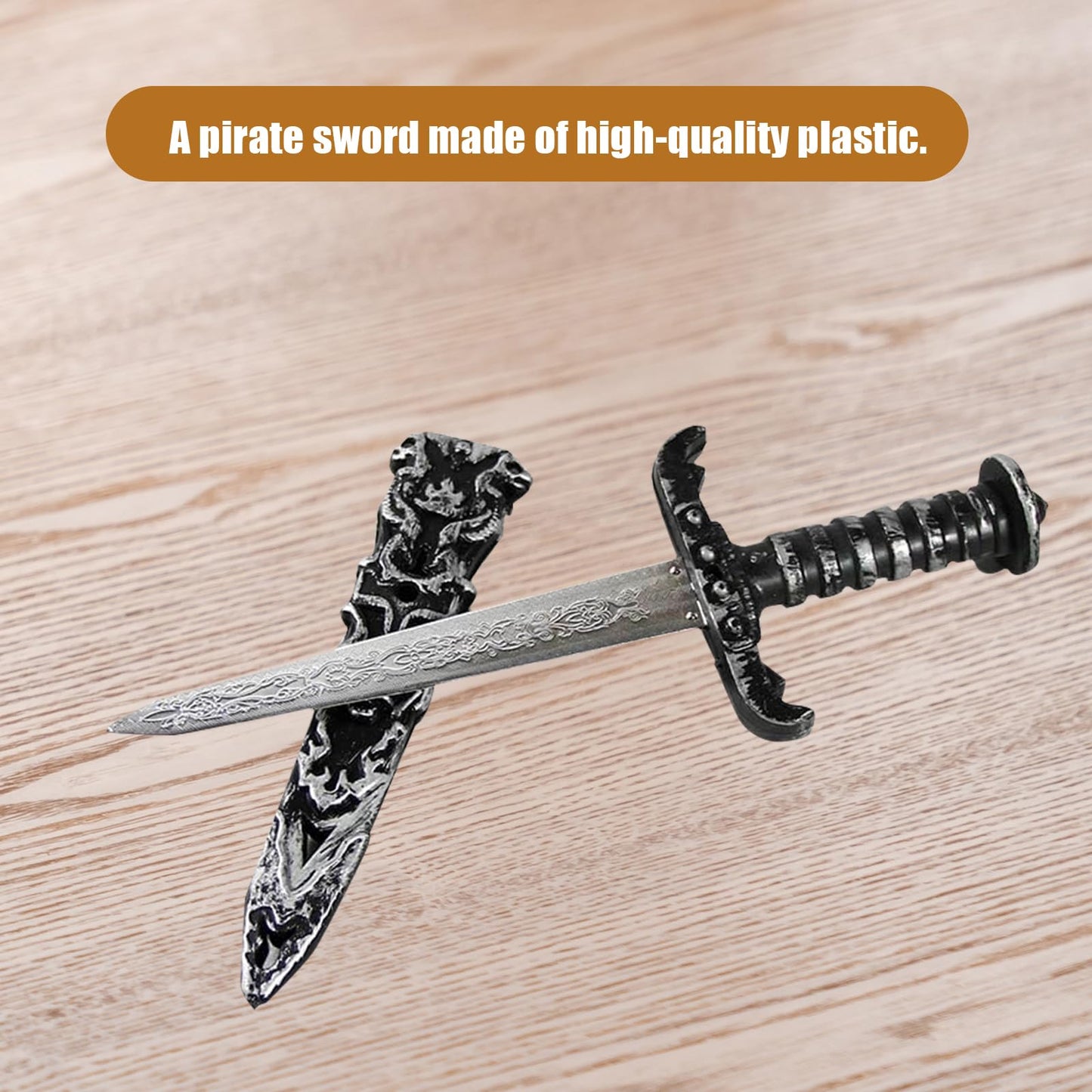 GUOYOU 2 Pièces Dague de Pirate Toy Sword, Épée de Jouet en Plastique, Faux Couteau Non Tranchant, Épée de Pirate pour Accessoires de Costume de Pirate Accessoires de Fête de Pirate