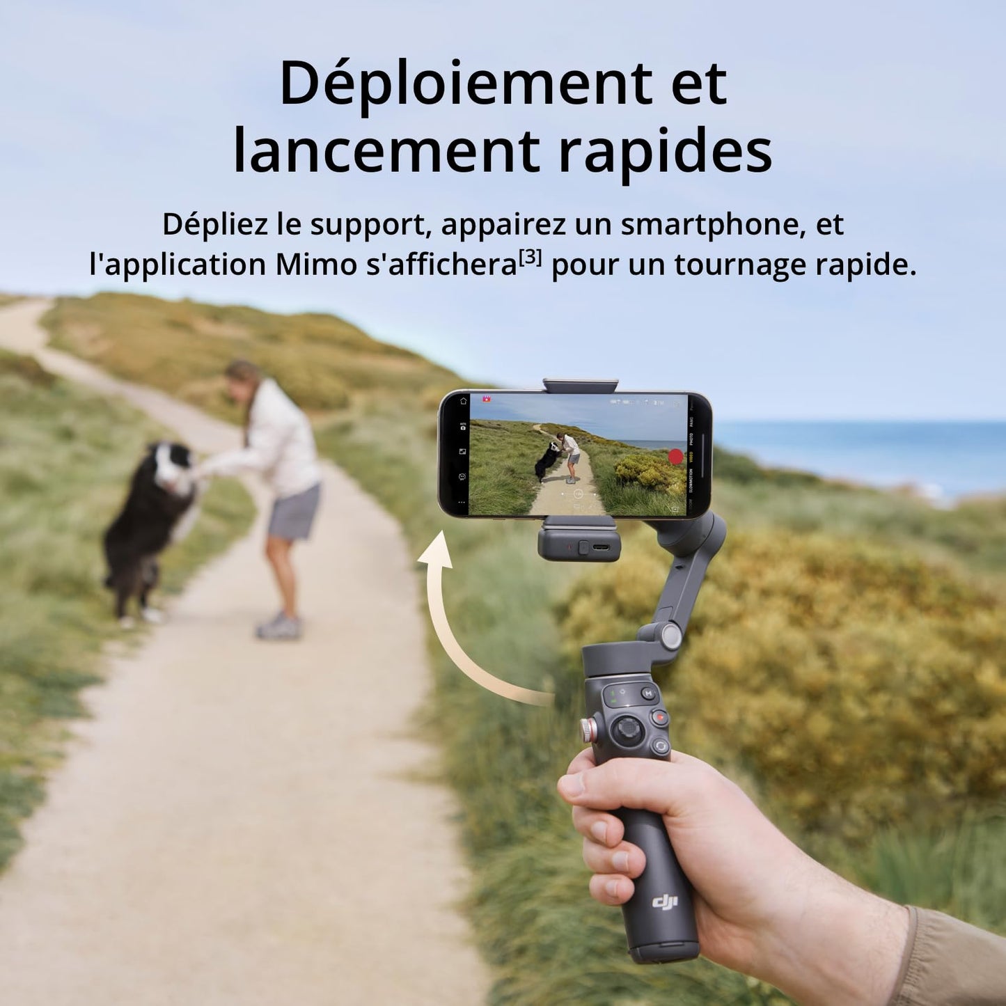 Stabilisateur Nacelle DJI Osmo Mobile 7P pour iPhone, Android, Suivi natif, Éclairage, Nacelle pour téléphone à 3 axes, Lancement rapide, Édition en un seul clic, Barre d’extension et trépied intégrés