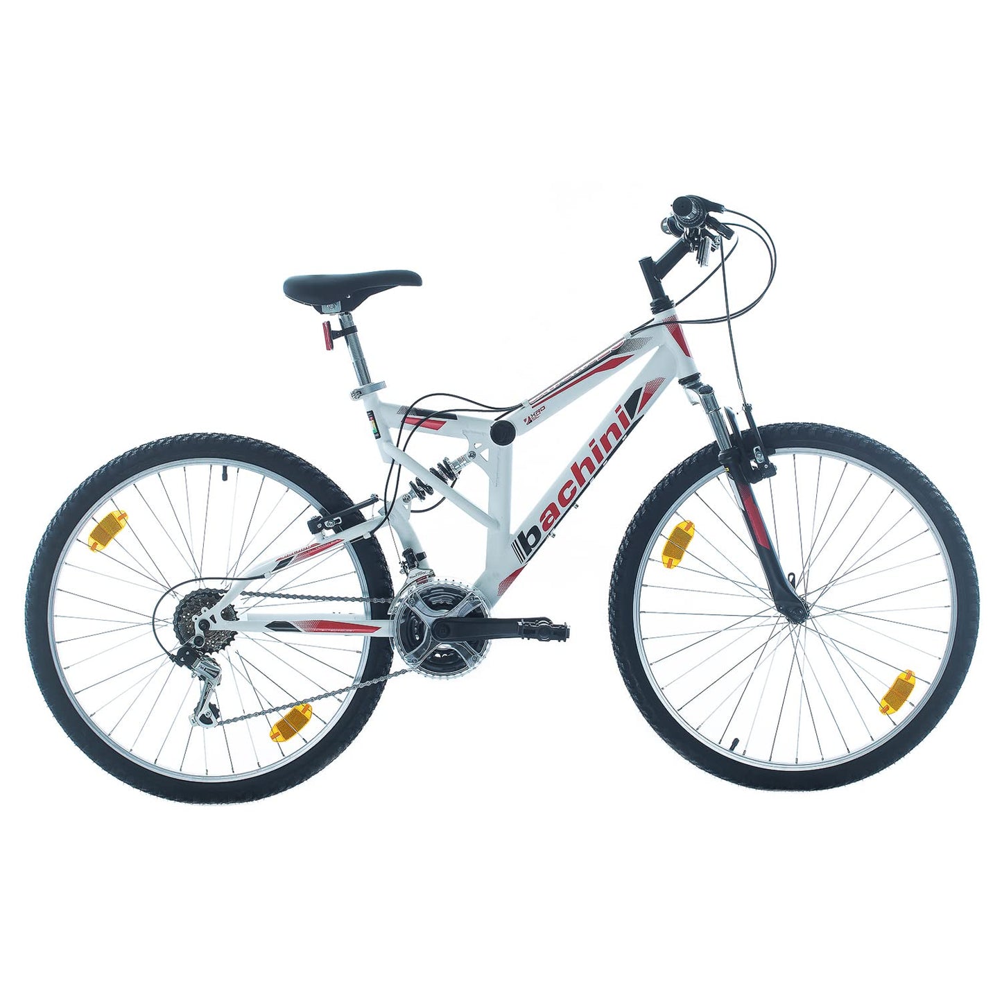 Multibrand Distribution Probike Extreme 26 Pouces VTT Tout Suspendu 18 Vitesses, vélo Homme et vélo Femme, Convient de 155-180 cm (Blanc Rouge Mat)