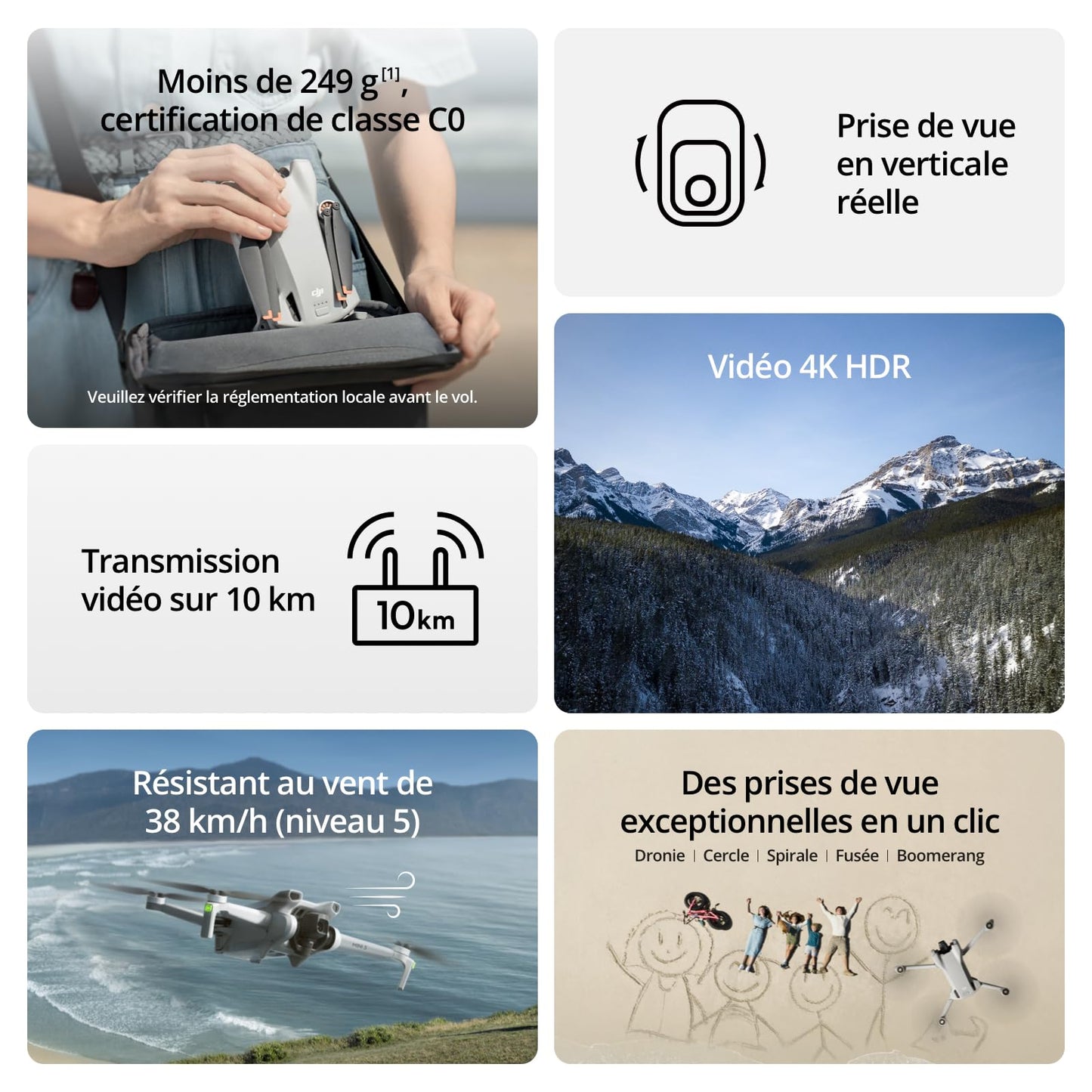 DJI Bundle Fly More Mini 3 (DJI RC) – Mini Drone Caméra Léger avec Nacelle à 3 Axes et Vidéo 4K HDR, Trois Batteries pour un Vol de 114 Min, Prise de Vue Verticale, Transmission Vidéo jusqu’à 10 km