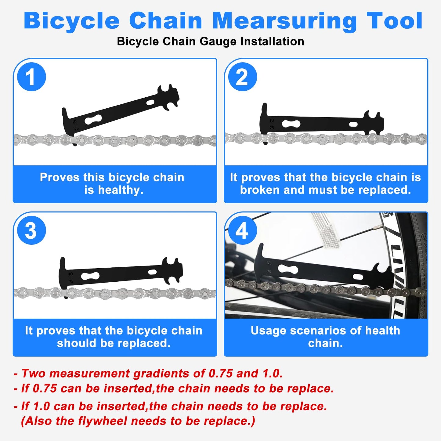 Dérive de Chaîne pour Vélo, Ensemble D'outils de Chaîne de Vélo pour 6 7 8 9 10 11 Vitesses, Outil de Chaîne de Vélo Bike Chain Plier + Chain Splitter + Chain Wear Indicator + Bicycle Missing Link