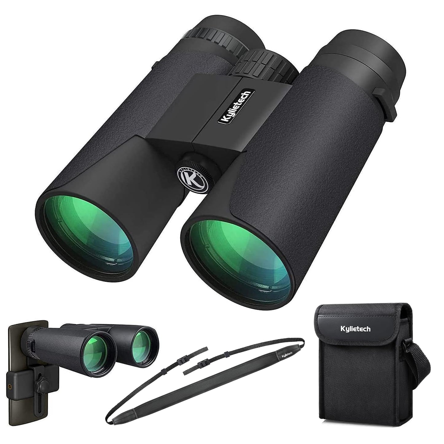 Kylietech 12 x 42 Jumelles pour Adultes avec BAK4 Prism, FMC lentille, Grande oculaire, Compact, antibuée et étanche Idéal pour Observation des Oiseaux Voyage Observation de Chasse Les Concerts