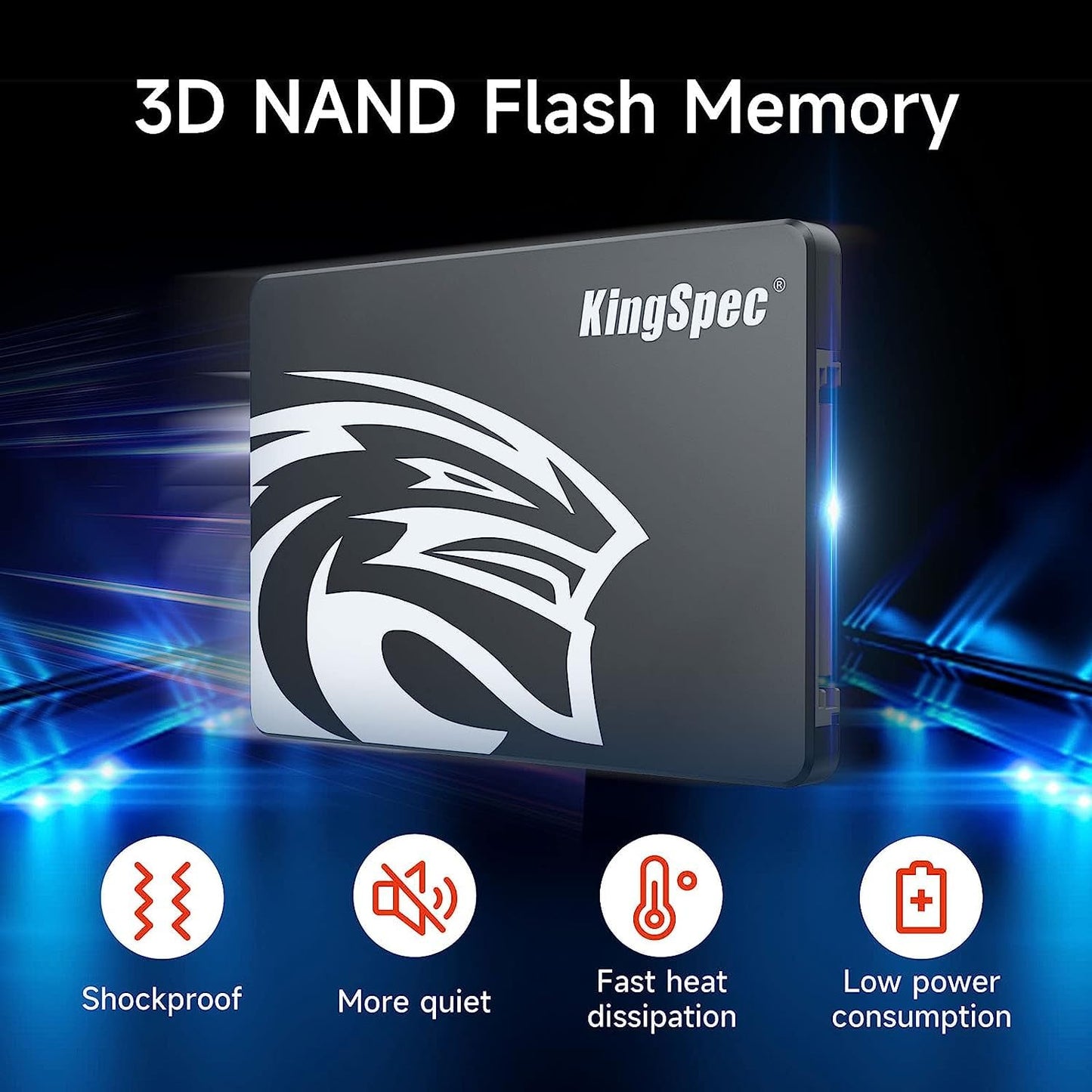 KingSpec 4To 2.5" SATA SSD, 3D NAND Flash Disque Dur SSD Interne, Vitesse de Lecture jusqu'à 550 Mo/Sec - pour Ordinateur de Bureau/Portable/Tout-en-Un