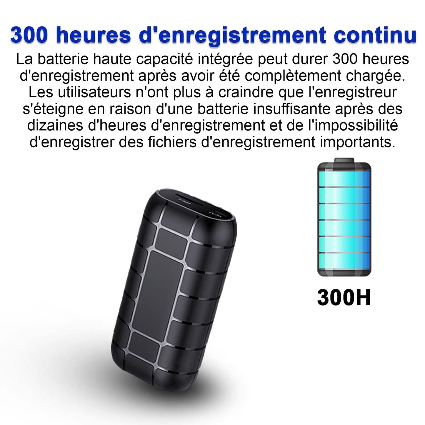 128G enregistreur magnétique activé par la Voix,Autonomie de la Batterie de 12 Jours, capacité d'enregistrement de 2 000 Heures, enregistreur Audio numérique, Petits appareils d'enregistrement