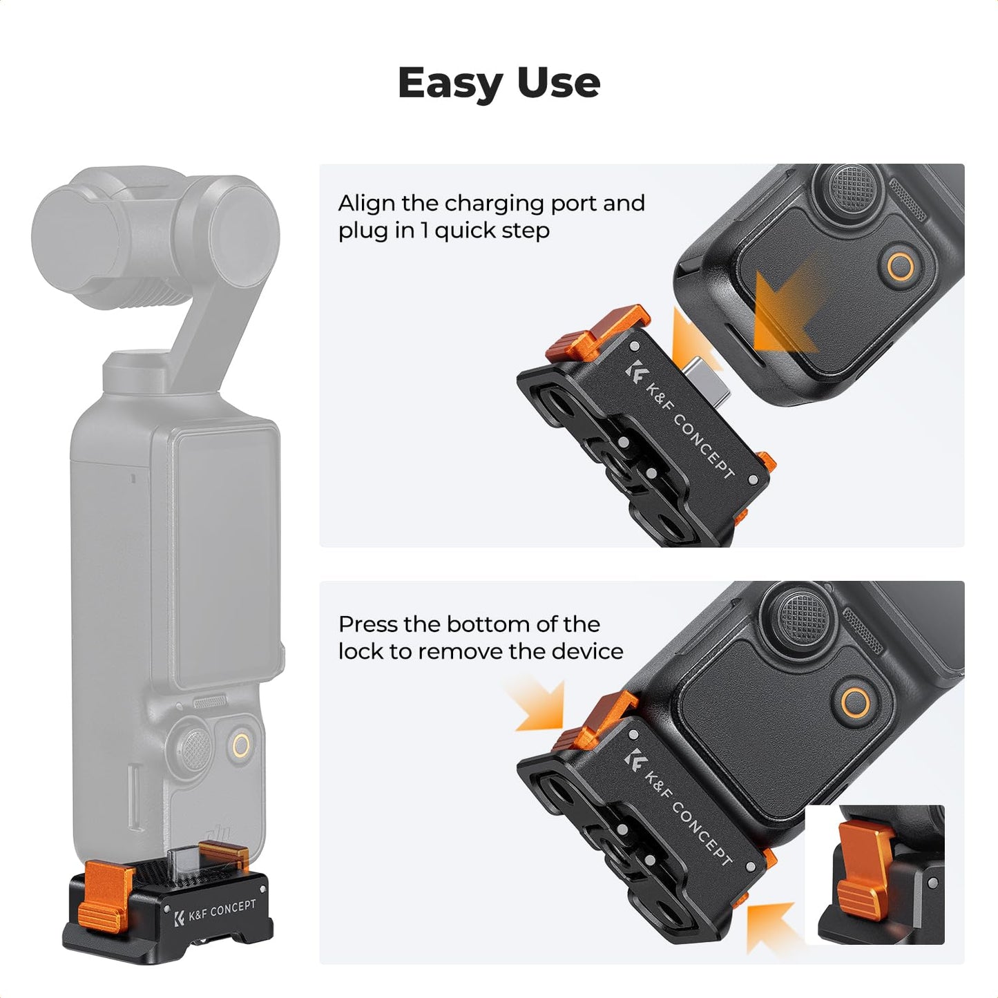 K&F Concept Support Adaptateur de Charge et Vis en T Forme et Plateau Rapide en L Accessoires pour DJI osmo Pocket 3