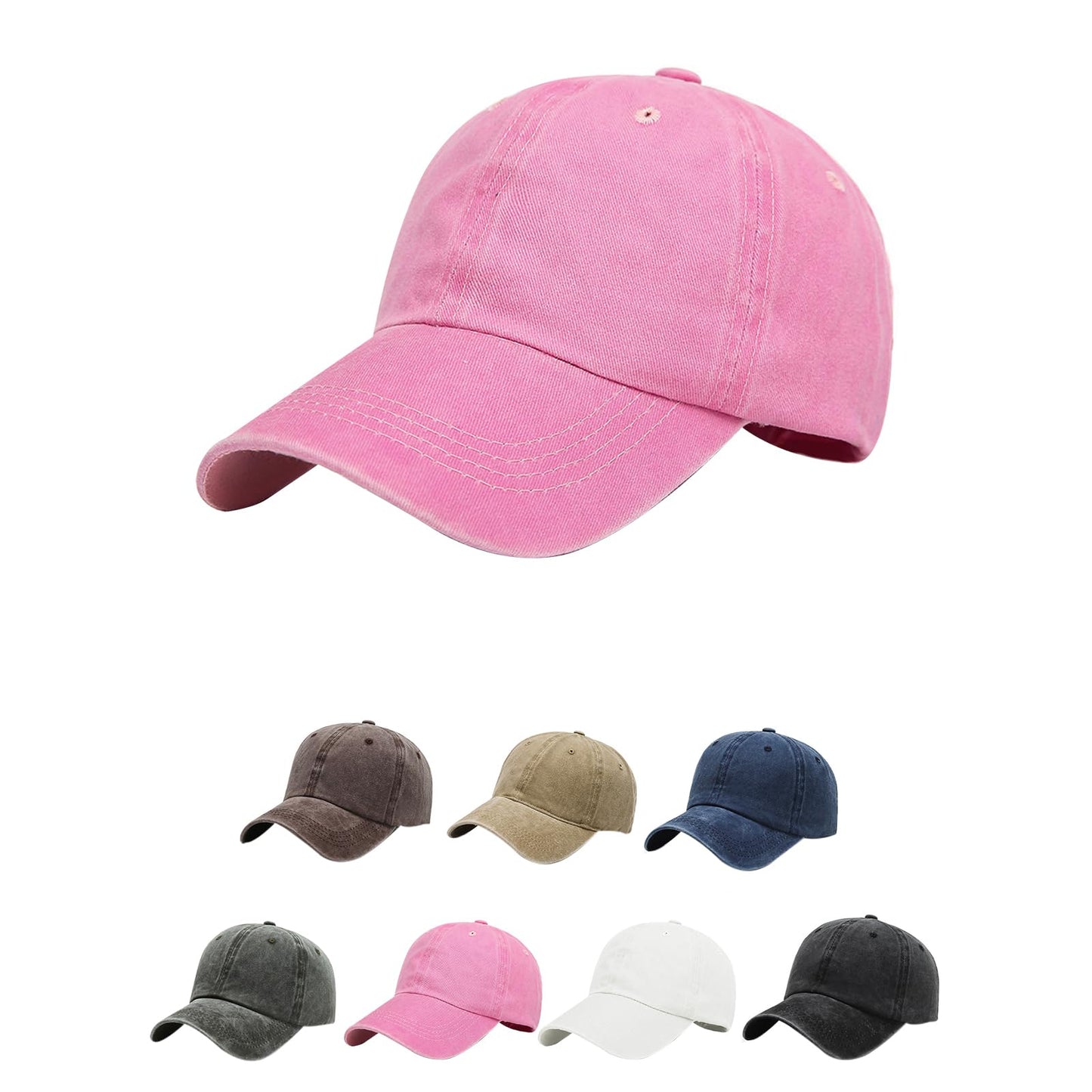 Aomig Casquette de Baseball, Style Rétro Ancien Anti-Soleil Baseball Cap, Homme Femme été Unisexe Réglable Casquettes Sport Extérieur Sunhat Chapeau(Rose)