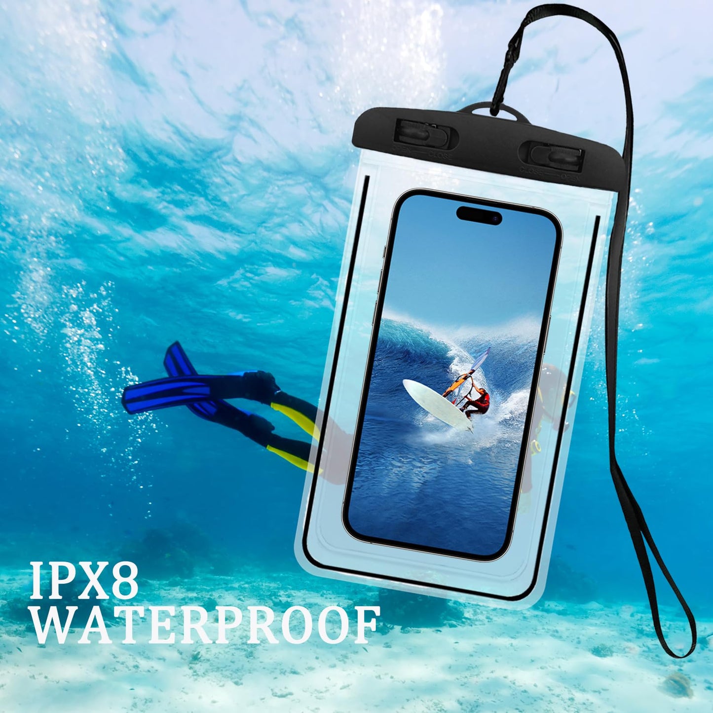 GZYULAN 1 Pièce Coque Waterproof,Coque Etanche,Pochette Etanche Téléphone,Waterproof Phone Case,Coque sous l Eau Iph-One,Protection Etanche Telephone,pour aux écrans de Moins de 6,8 Pouces(Noir)