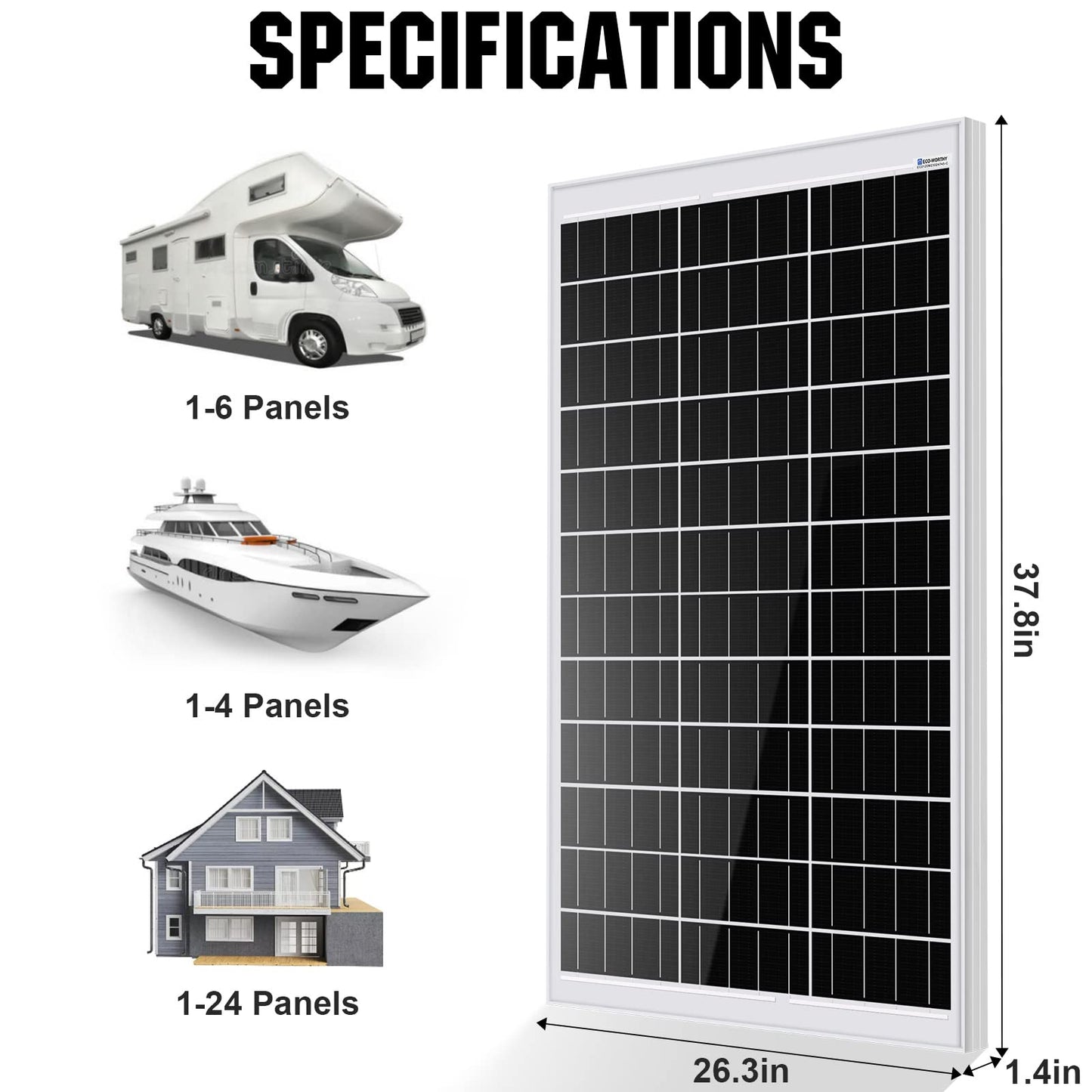 ECO-WORTHY Kit Panneau Solaire 240W avec Panneau Solaire 12 V + Régulateur de charge30 A + câble de 5 m + pinces de fixation Z pour camping-car, caravane, maison