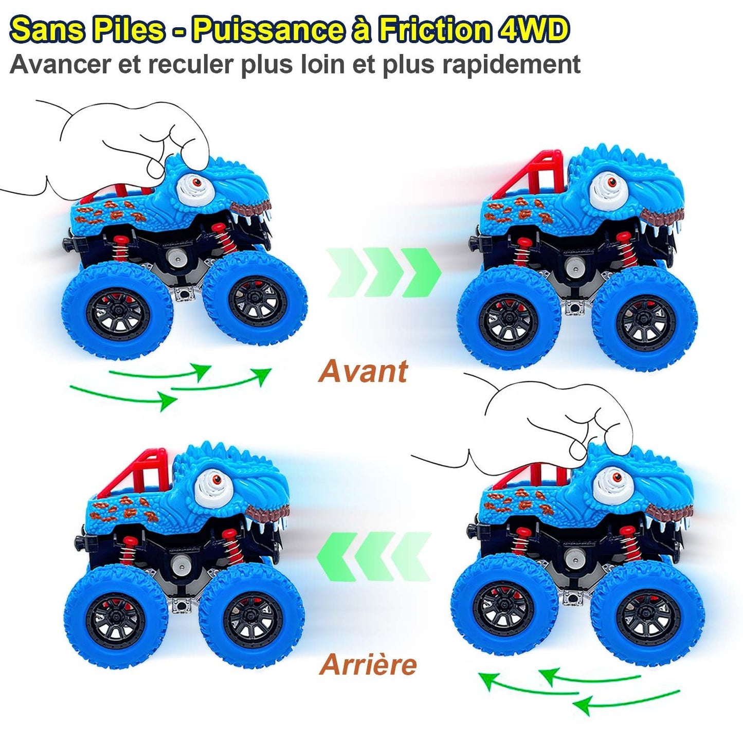 Voiture Jouet Lot de 2 Monster Truck Dinosaure, Cars Bebe Jeux Camion Enfant Garçon Cadeau 2 3 4 5 Ans