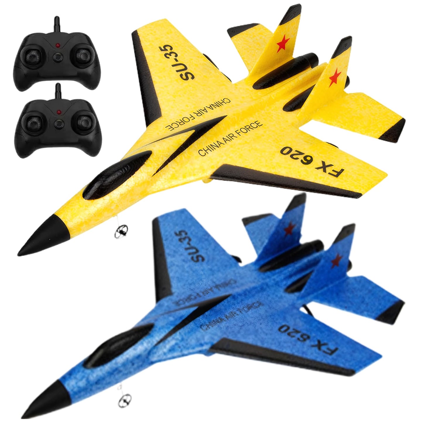 Wedhapy Avion Planeur Avion Drone Télécommande Avion 2.4ghz Su-35 Rc Avion Équilibrage Automatique Epp Avion Planeur Avion Drone avec Lumières Modèle Avion Jouet Jaune