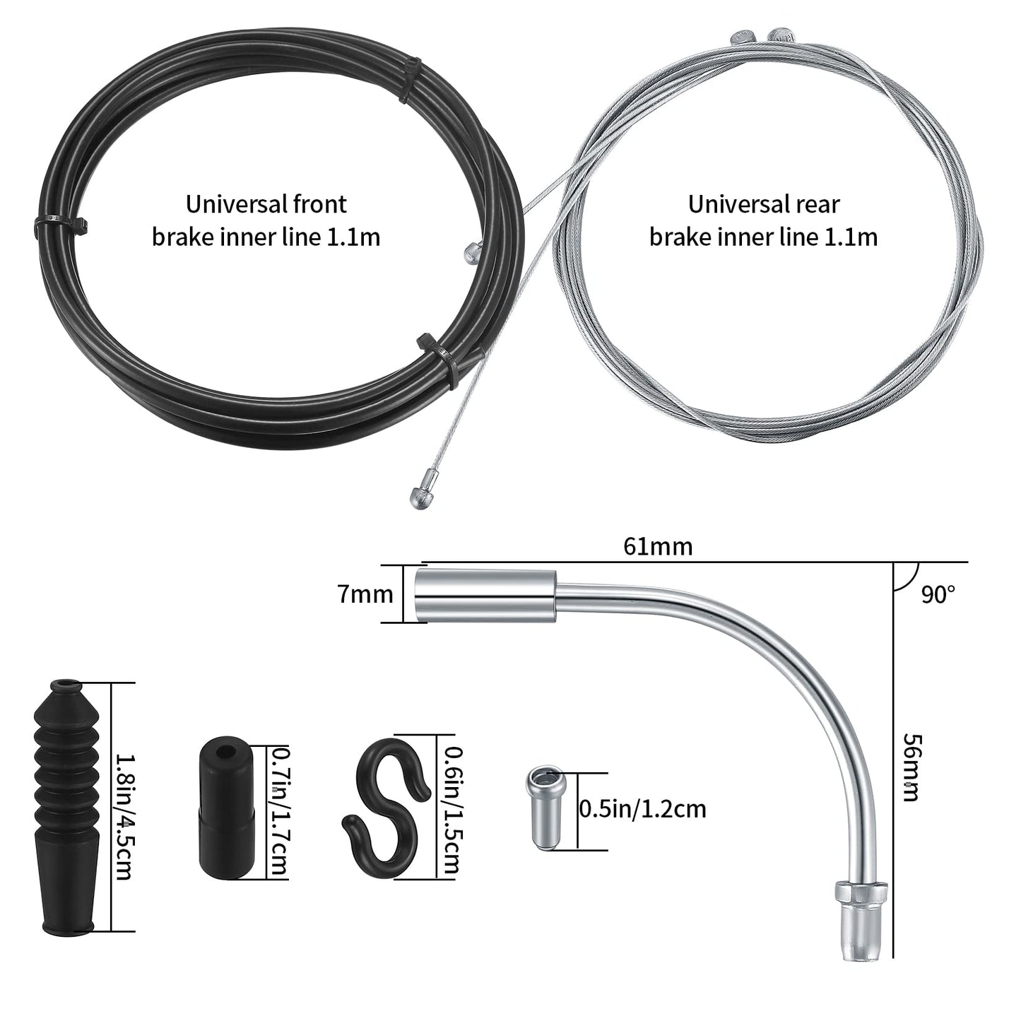 Set Cavo Freno Bicicletta, Set Cavi Cambio Bicicletta, Cavo Freno Leva Cambio Bicicletta, Filo Freno Bici 2 V (90 Gradi) per Anteriore e Posteriore, per Bici da Strada, MTB