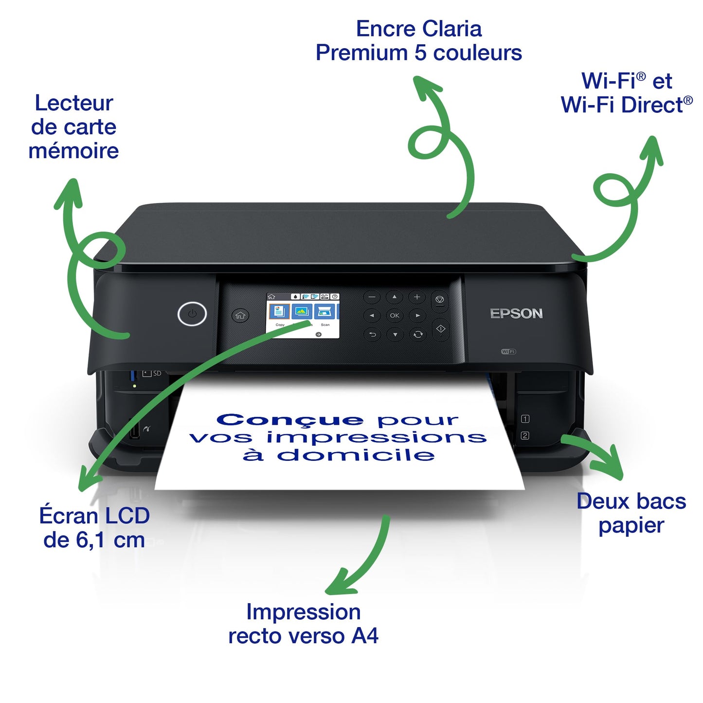 Epson Expression Premium XP-6100 - Imprimante Multifonctions (Jet d'encre, 5760 x 1440 DPI, 100 Feuilles, A4, Impression directe, Noir)