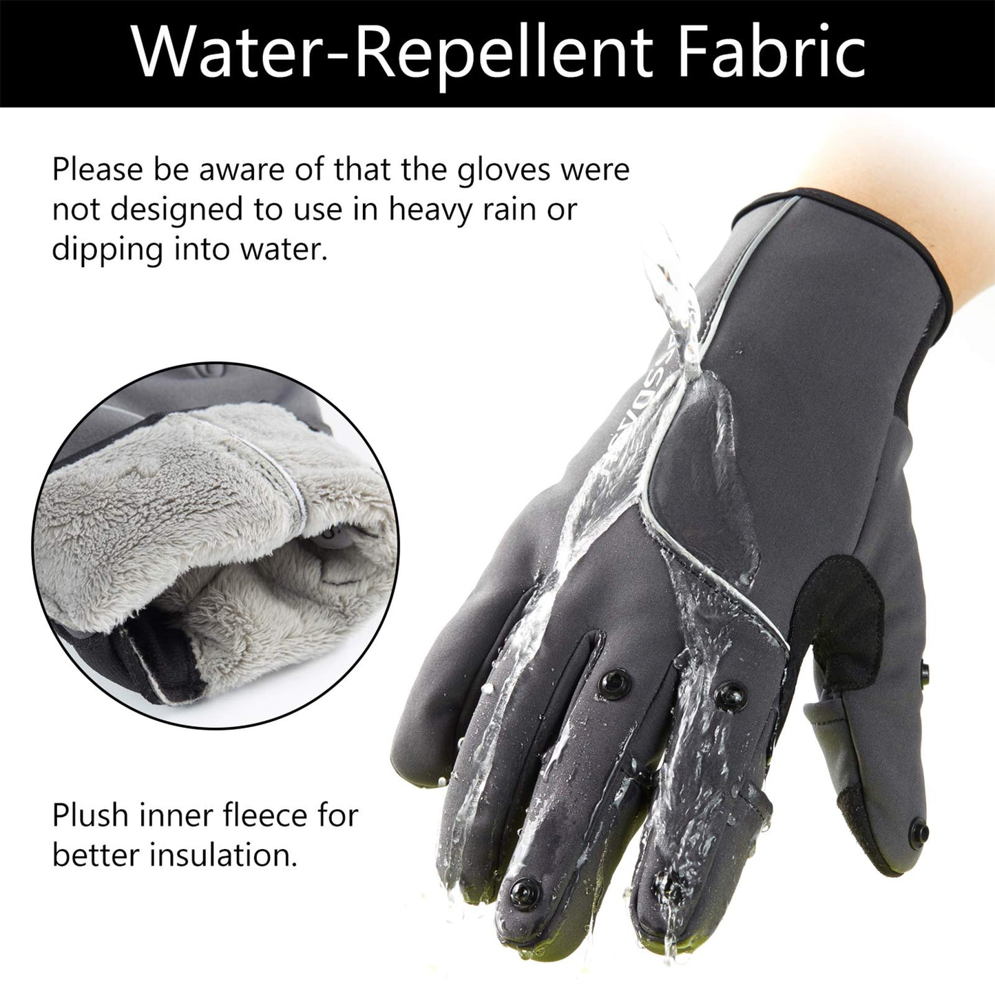 Bassdash WintePro Gants de pêche isolés hydrofuges avec Doublure en Polaire pour Temps Froid Gants d'hiver pour Homme et Femme Idéal pour la pêche sur Glace, la Chasse, la Photographie, la randonnée