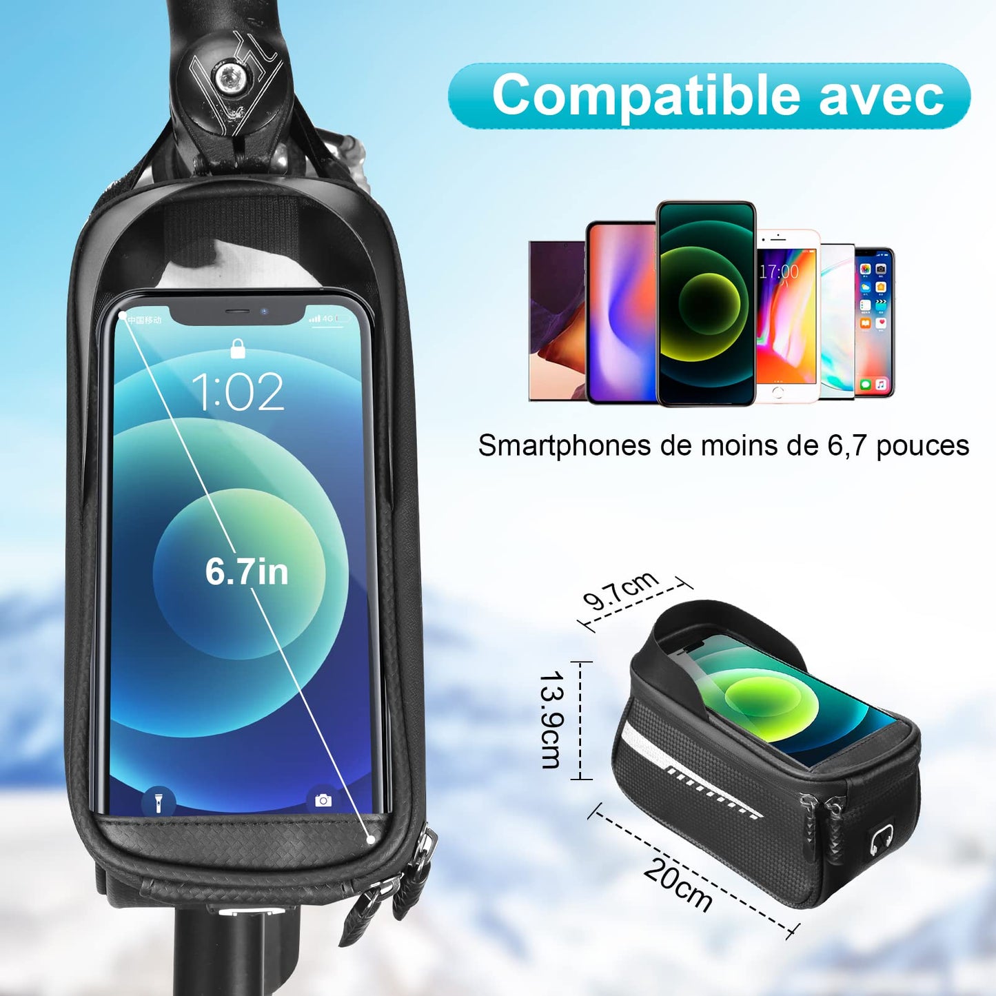 Cool Sacoche Cadre Vélo Cadeau - Cadeau Anniversaire Cyclistes Homme, Unique Cadeau Fete des Peres pour Papa, Cadeau de Noël Utile Gadget Porte Téléphone Vélo Accessoire, Cadeau Pâques Enfant Garçon