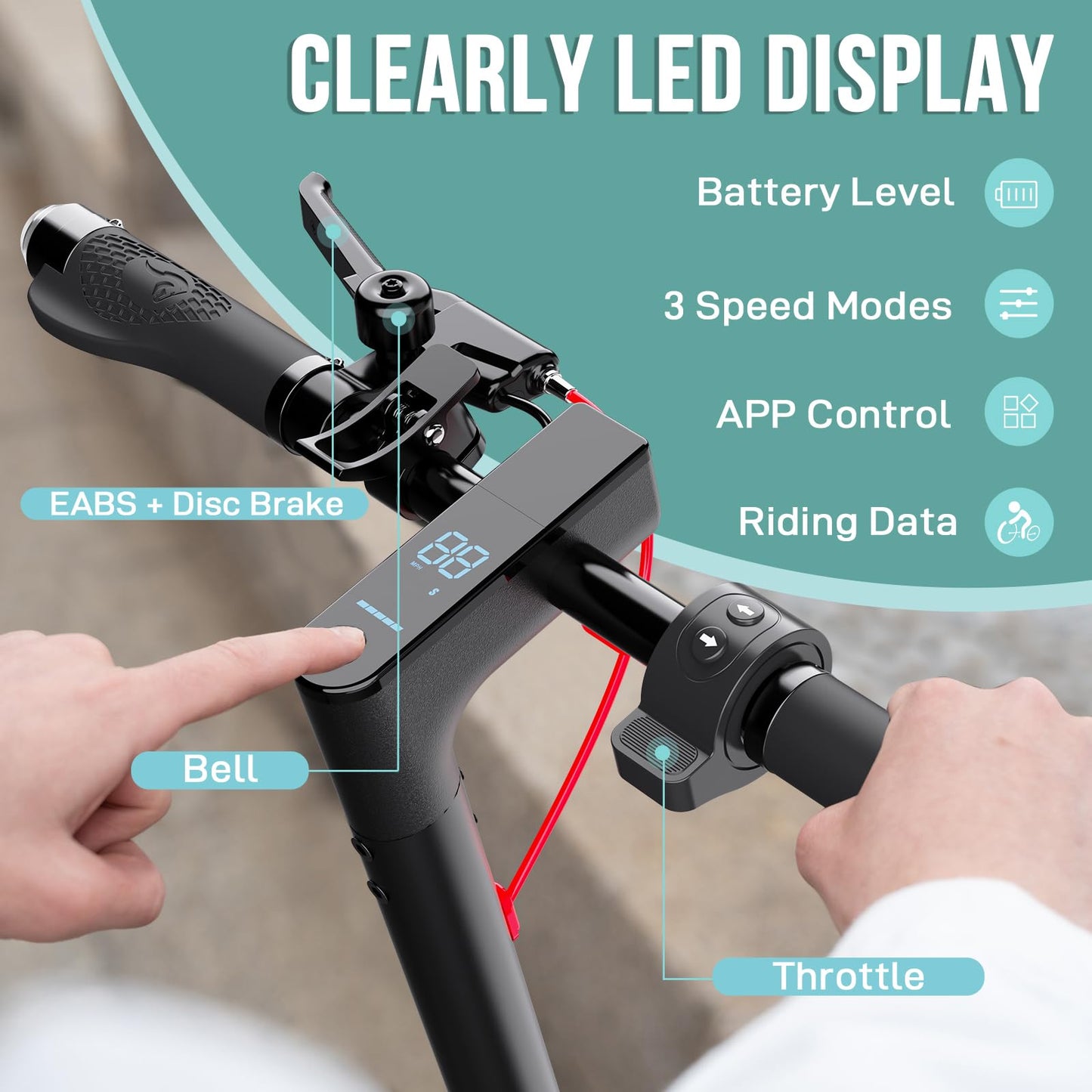 EVERCROSS EV85F Trottinettes Électriques Adultes, 8.5" Électrique Trottinette Pliable - Application, Moteur 350W, Batterie 7.8AH, Poids 15KG, Charge Max 120KG, Double Frein, Double Amortisseurs