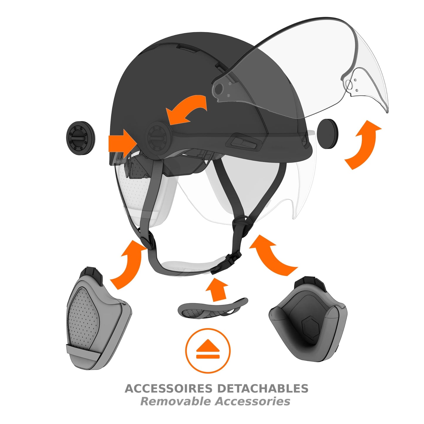 CASR Casque Style de Protection Gris Taille L, Résistant aux Impacts, Respirant, Matériaux Résistants et Facile à Laver, Accessoires Détachables, Taille Ajustable