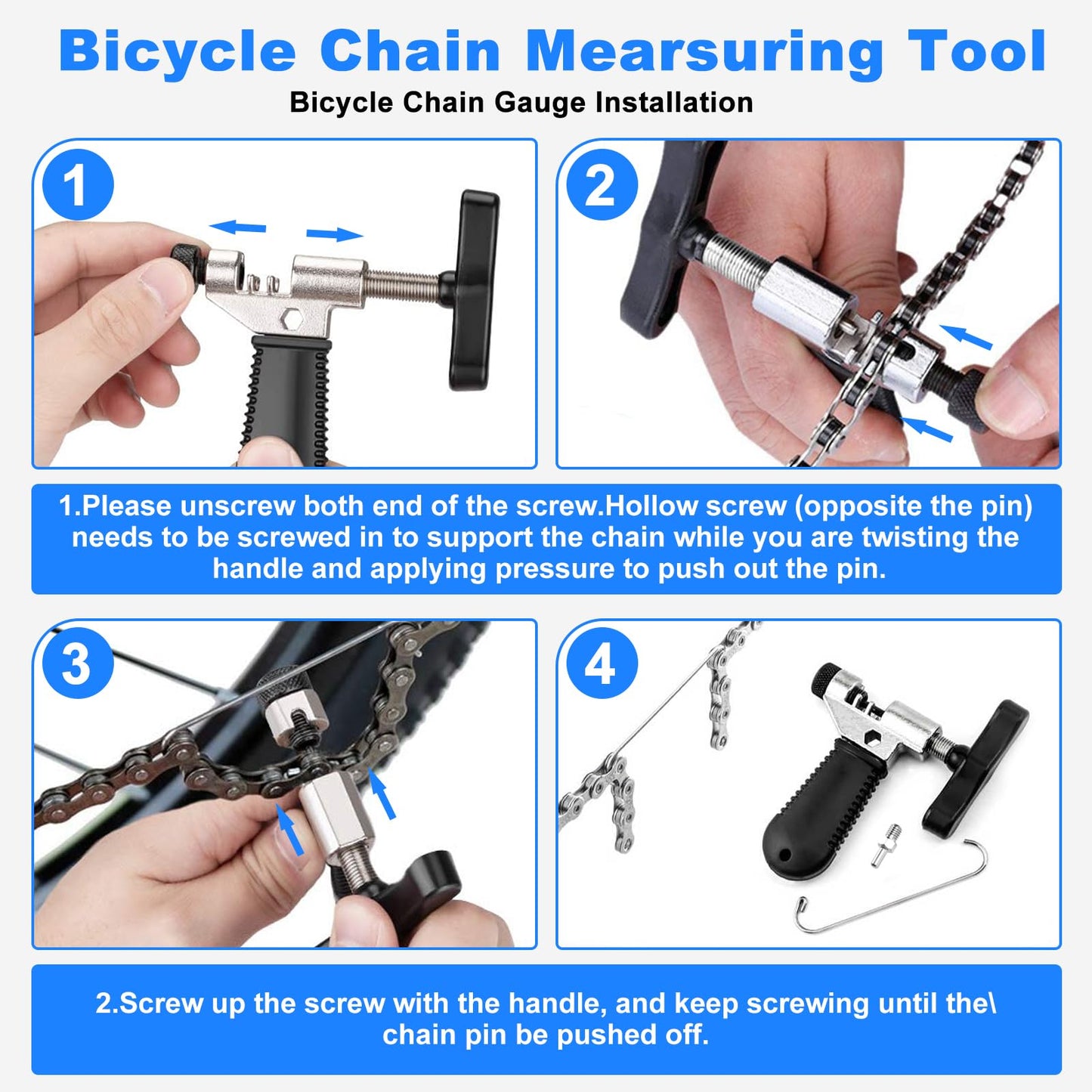 Dérive de Chaîne pour Vélo, Ensemble D'outils de Chaîne de Vélo pour 6 7 8 9 10 11 Vitesses, Outil de Chaîne de Vélo Bike Chain Plier + Chain Splitter + Chain Wear Indicator + Bicycle Missing Link