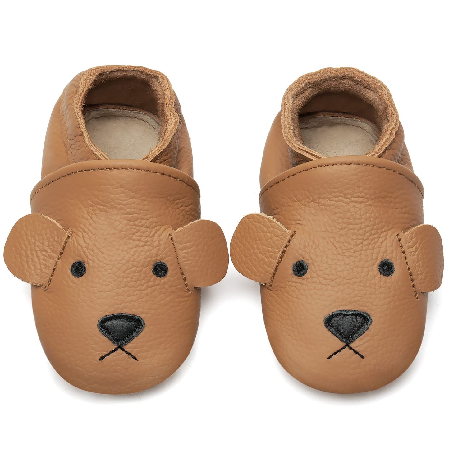 IceUnicorn Chausson Cuir Bébé Chausson Bebe Chaussons Cuir Souple Bébé Fille Garçon Premiers Pas Mignon Chausson Bébé 0-6 Mois-3 Ans(Curcuma Ours, 12-18 mois)