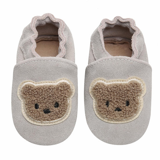 IceUnicorn Chausson Bebe Chausson Cuir Bébé Chaussure Premiers Pas Bébé Garçon Fille Cuir Souple antidérapantes Chausson Bébé(Grizzly, 6-12 Mois)