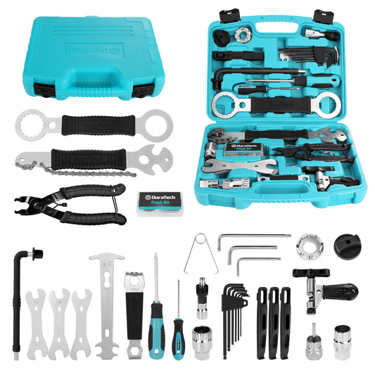 DURATECH Kit d'Outils de Réparation pour Vélo 41 pièces avec Mallette Pratique, Ensemble d'Outils de Vélo Portable pour la Réparation des Pneus, des Chaînes et du Pédalier