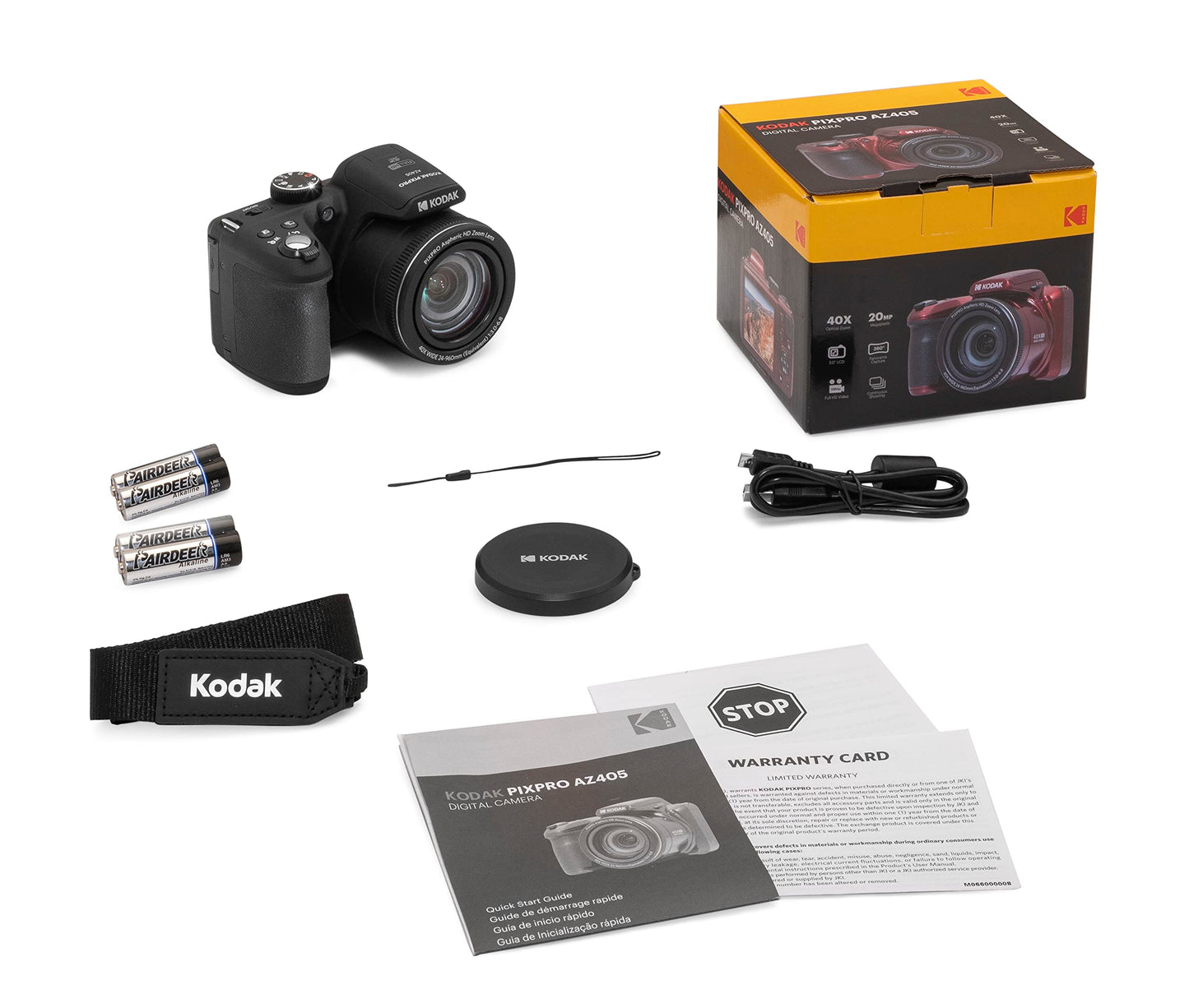 KODAK Pixpro Astro Zoom AZ405 - Appareil Photo Numérique Bridge, Zoom 40X, Grand angle de 24 mm, 20 mégapixels, LCD 3, Vidéo Full HD 1080p, OIS, Pile AA - Noir