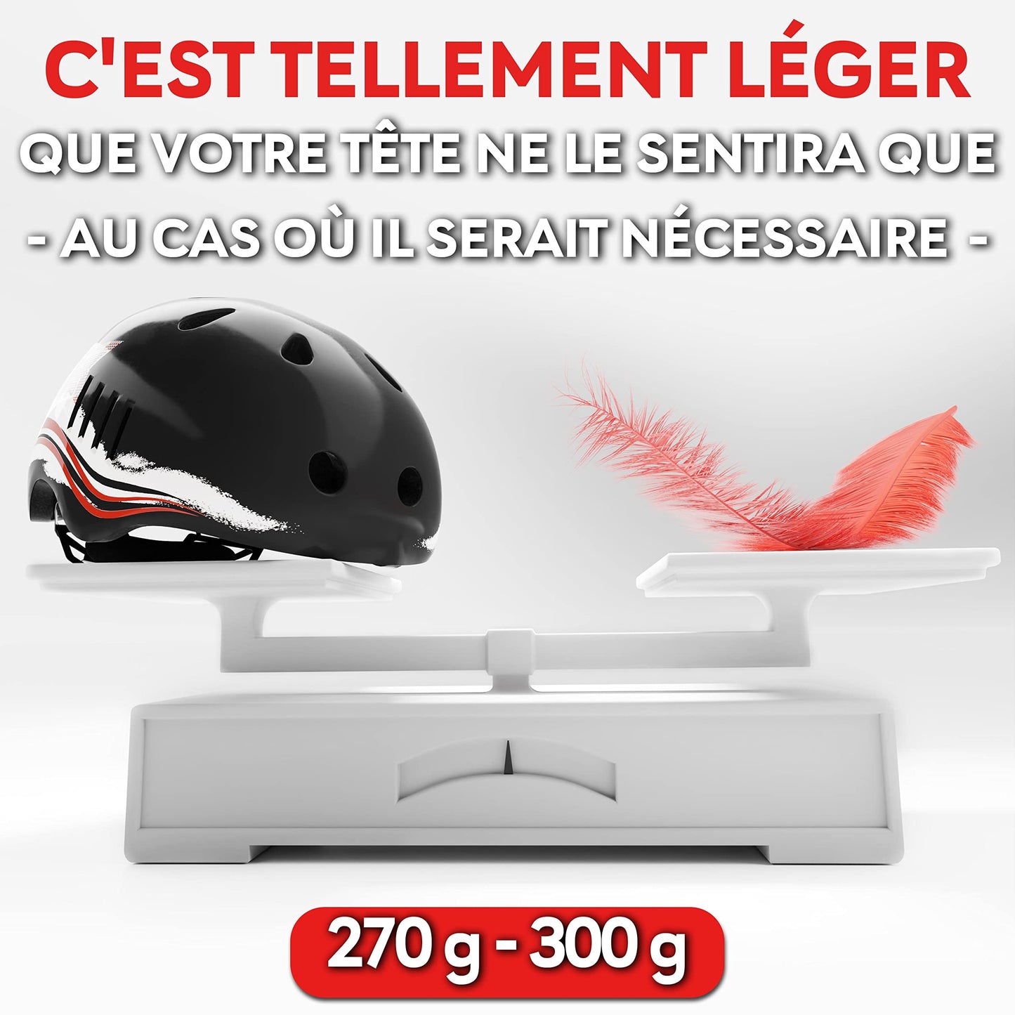 SKATEWIZ Casque Velo Homme, Femme, Enfant - Casque Trottinette, BMX, Roller, skeatbord - Casques de vélo - Casque vélo Femme Casque vélo Homme - Safeguard L - 57-61cm Étoile Noire-Rouge