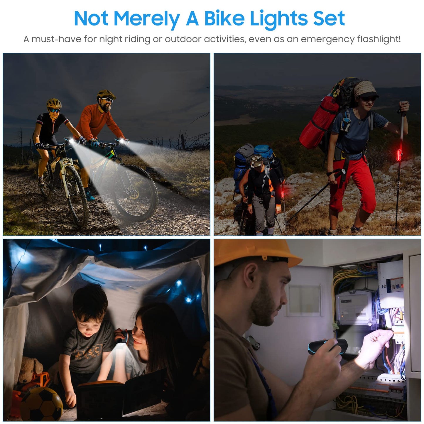 Lumiere Velo Avant et Arriere Lampe Velo LED Puissantes avec Buzzer Eclairage Velo USB Rechargeable Lumière Vélo Étanche IP65 Phare de Vélo 3 Modes et Feu Arriere Velo 5 Modes Accessoires Velo