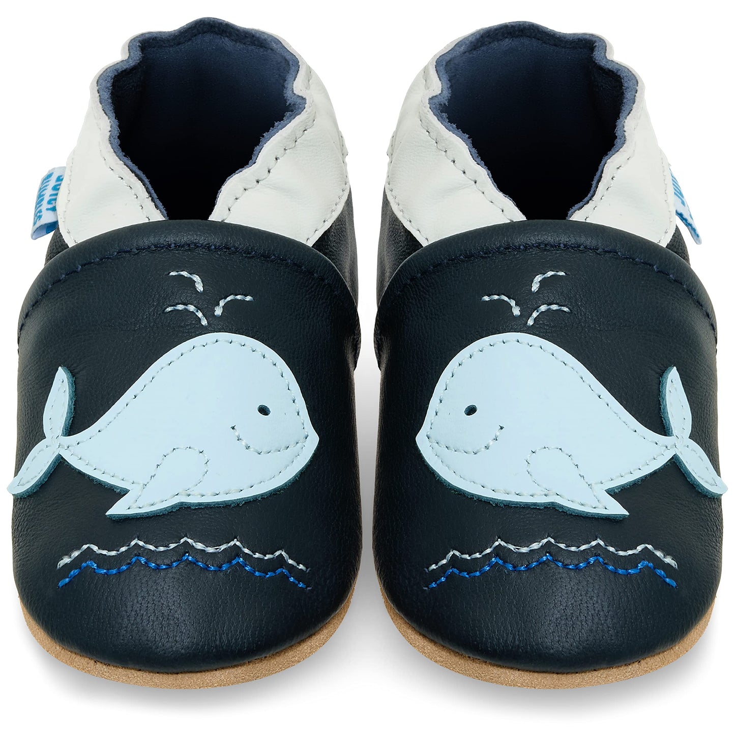 Juicy Bumbles Chausson Cuir Bébé Garcon Chaussons Cuir Souple Bébé Baleine Bleue 6-12 Mois