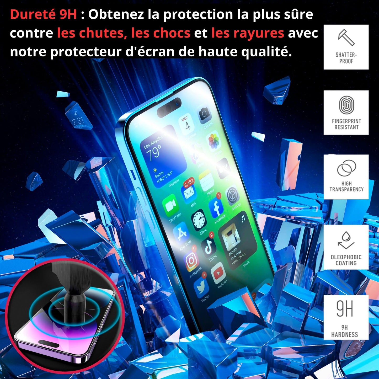 Deppa [2 pièces Verre Trempé Iphone 14 et Iphone 13/13 Pro (6.1) [Couverture Complète] Avec Kit d’Installation Facile - Film de Vitre Protection écran screen [Guide d’Installation en Vidéo]