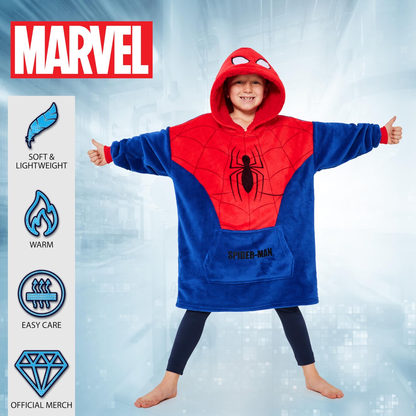 Marvel Pull Plaid Spiderman Enfant Garcon Sweat Oversize en Polaire Taille Unique