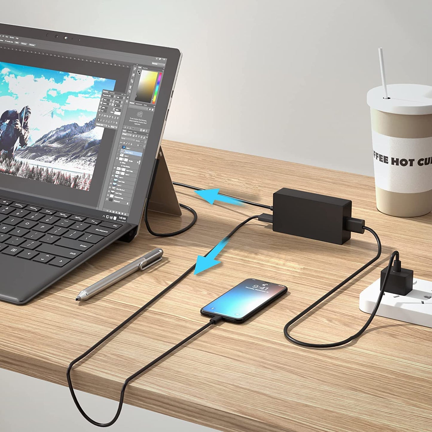 Chargeur Microsoft Surface,65W Chargeur Surface pour Surface Pro 3/4/5/6/7/7+/8/9, Surface Laptop 1/2/3/4/5/6, Surface Book 1/2/3, Surface Go 2/Go3/Go4, Surface Laptop Go 2/3/4, Surface Laptop Studio