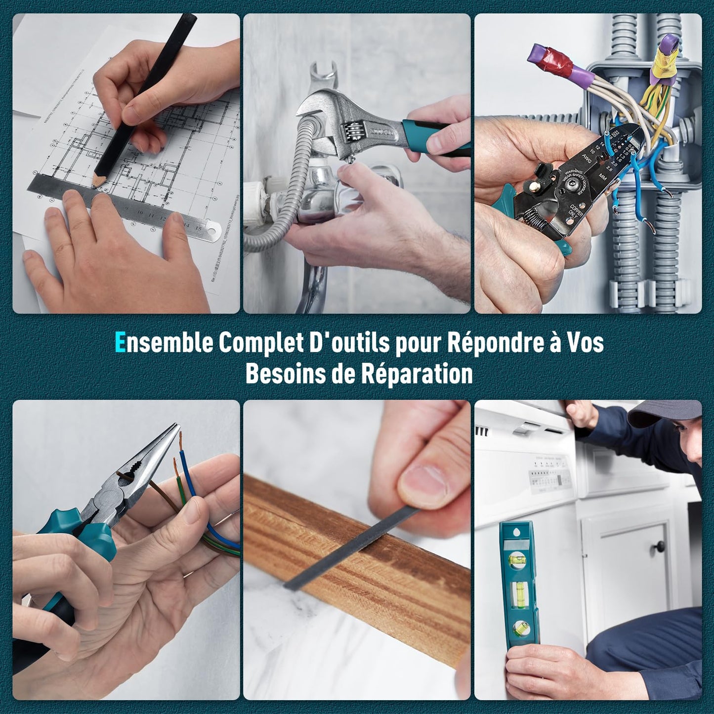 Sundpey Caisse a Outil Complete 379 Pièces - Boite a Outils Avec Tiroir Ménagers Généraux Malette Outils de Réparation Domestique/Auto Parfait pour Propriétaire Bricoleur Hommes et Femmes