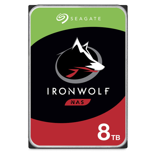 Seagate IronWolf 8 To, Disque dur interne NAS HDD, CMR 3,5" SATA 6 Gbit/s 7 200 tr/min, 256 Mo de mémoire cache, pour NAS RAID, services Rescue valables 3 ans (ST8000VN004)