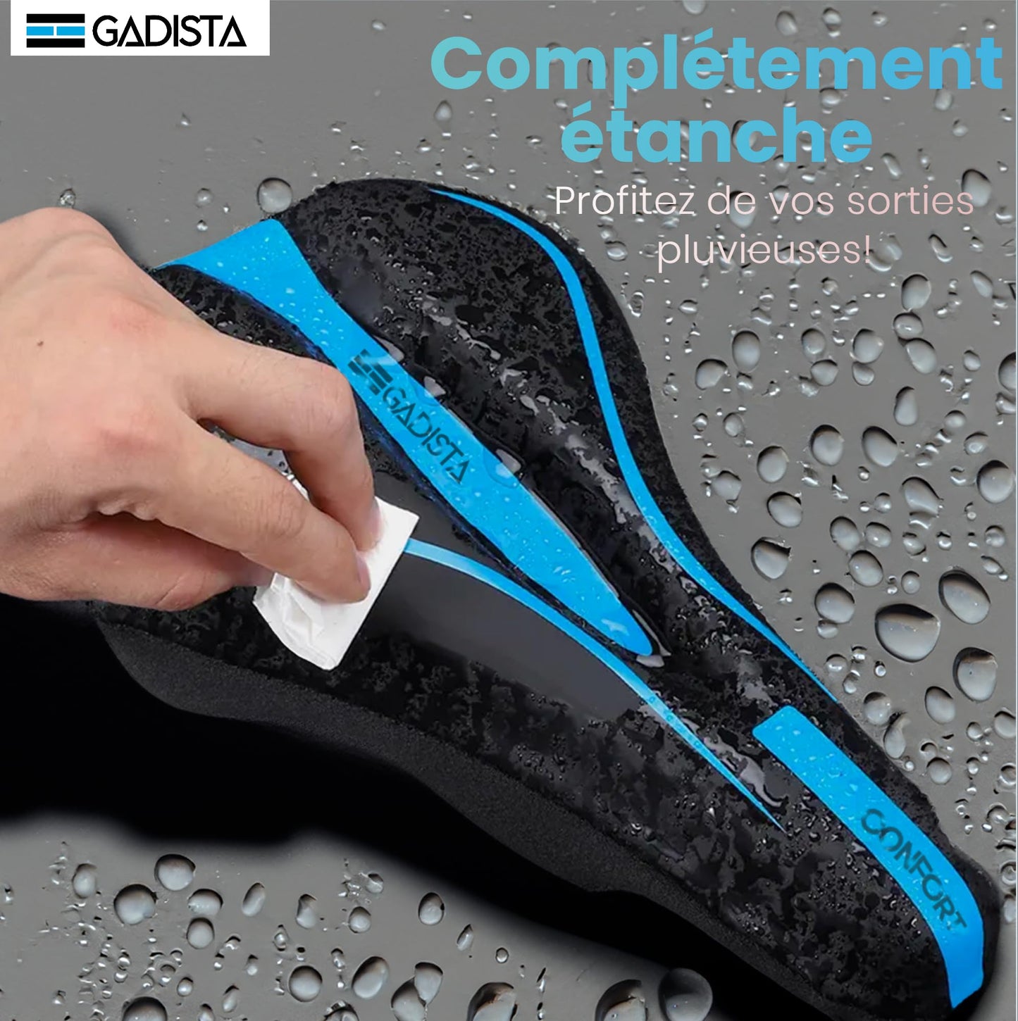 GADISTA France - Housse de Selle de Vélo en Gel, Couvre Selle Velo Ultra Confortable pour VTT, Vélo de Route, E-Bike, et Vélo Spinning - Hommes et Femmes