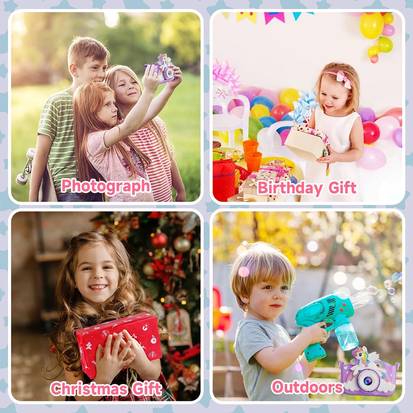 Appareil Photo pour Enfants, 2.0 Pouces Enfant Appareil Photo Numérique, Mini Caméra Rechargeable Caméscope Cadeau Jouet Filles Garçons de 3 à 10 Ans, vidéo HD 1080p, 32G SD Carte