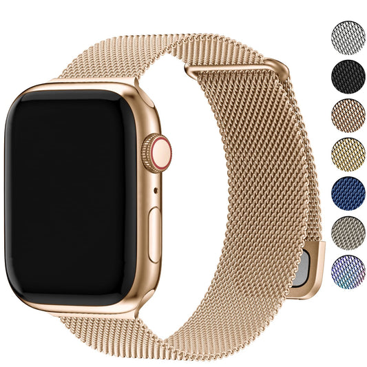 Fullmosa Compatible Bracelet Apple Watch 42(Series 10) 41mm 40mm 38mm pour Femmes Hommes, Boucle Milanaise en acier inoxydable, bracelet iWatch Series 10 9 8 7 6 5 4 3 2 1 SE, 42/41/40/38mm Or Rose