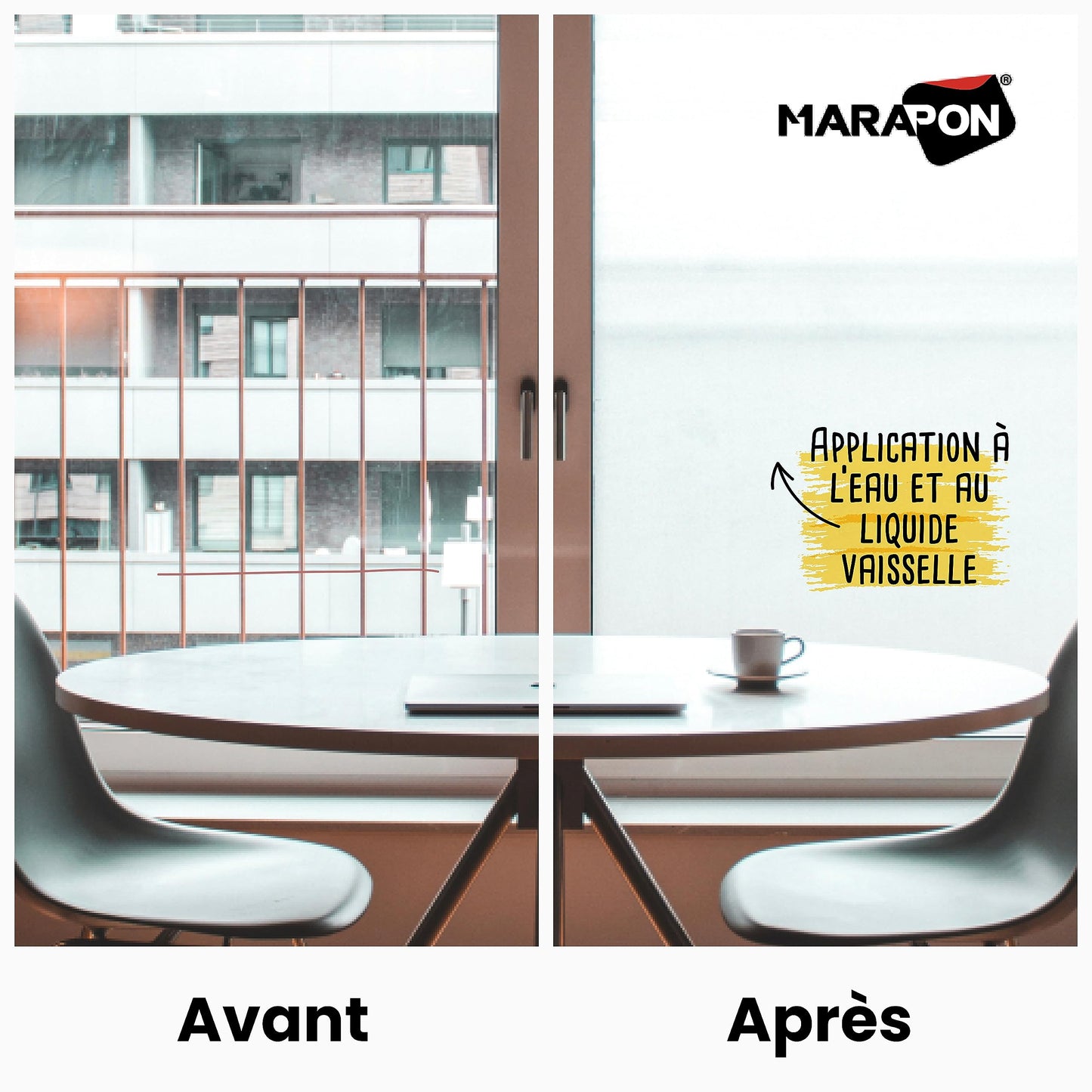 MARAPON® Film Fenêtres Anti Regards Autocollant Opaque [30x200 cm] avec eBook et Conseils Professionnels - Film Occultant Fenêtre Anti-UV - Brise Vue Fenêtre Dépoli - Film Fenêtre