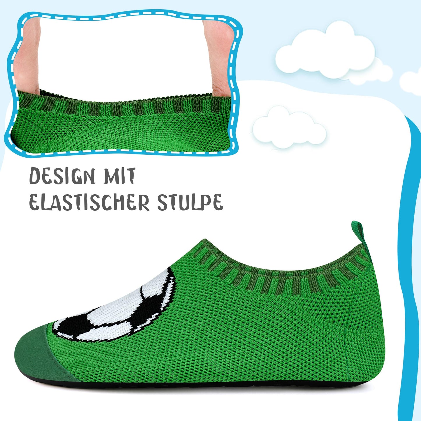 Kyopp Chaussons Enfant Garçon Fille Pantoufle d'intérieur Respirant Antidérapante Enfant Slipper 20-35EU（Garçon de Football 20/21 EU）