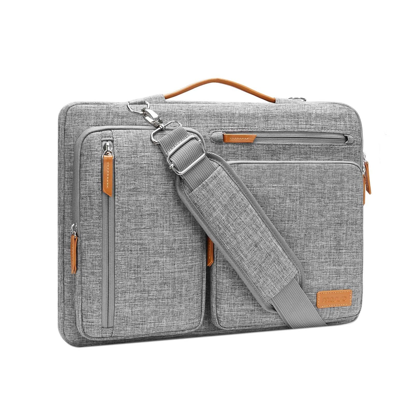 MOSISO Sacoche Ordinateur Portable,Sacoche PC Portable 15-15,6 Pouces Compatible avec MacBook Pro 16,HP,Dell,Sac Ordinateur Sac Messager Côté Ouvert avec 4 Poches Zipper&Poignée,Gris