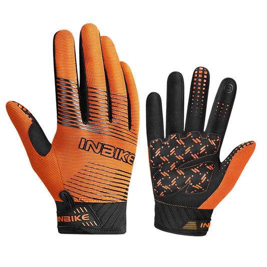 INBIKE Gants VTT Respirant et Extensible Gants Velo à Écran Tactile avec 5mm Paume Cousin pour Moto Randonnée VTT Homme Femme Orange M(BC005)