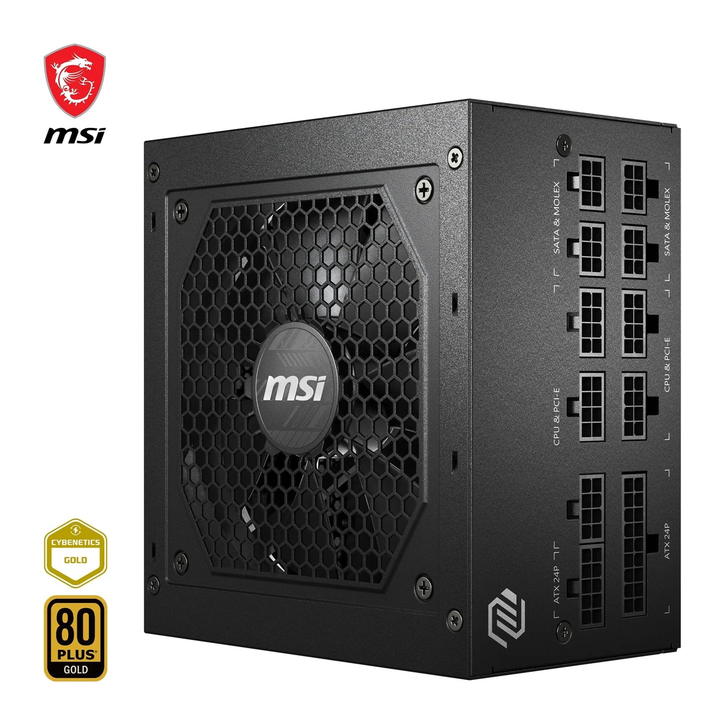 MSI MAG A650GL Bloc d'alimentation, 650 W, 80 Plus Gold, entièrement modulaire, Ventilateur FDB 120 mm avec roulement à Billes Dynamique, Full-Bridge LLC, câbles Plats Noirs